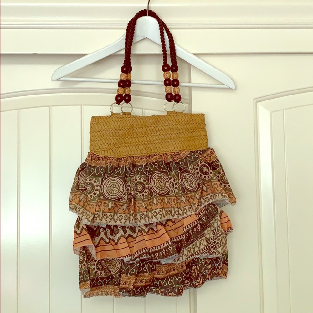Beaded wicker tote